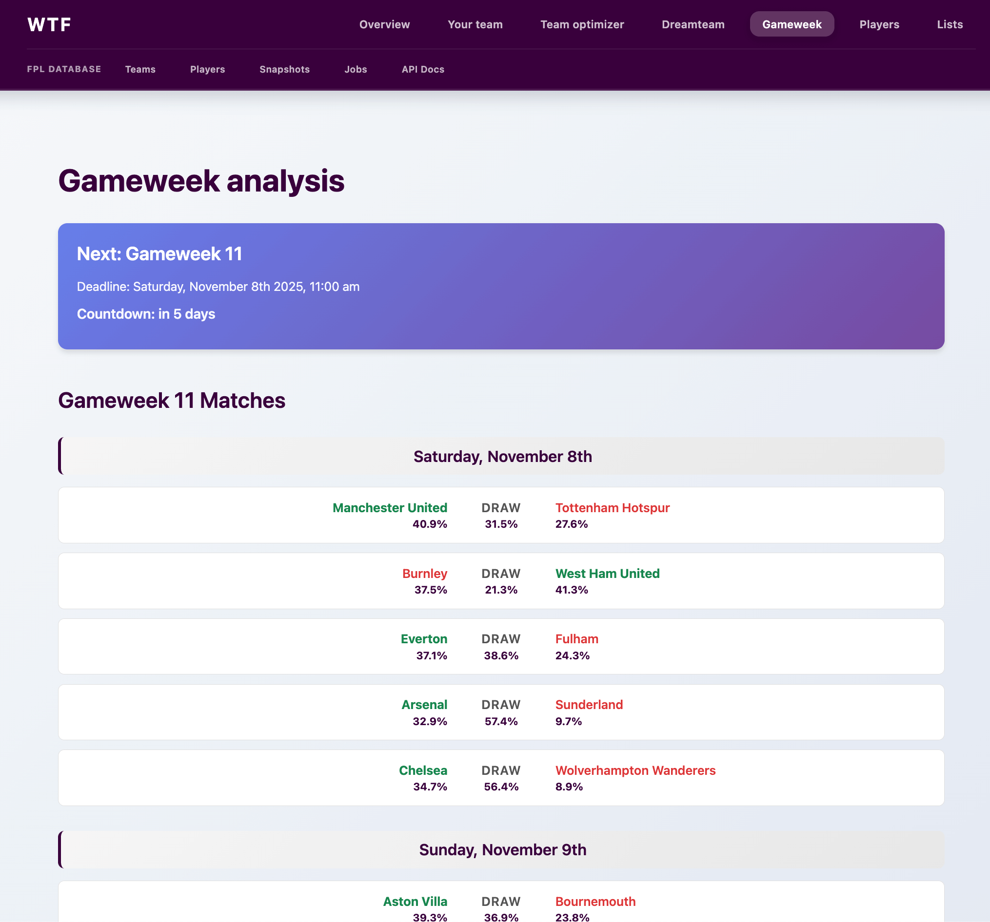 Historical data and player snapshots